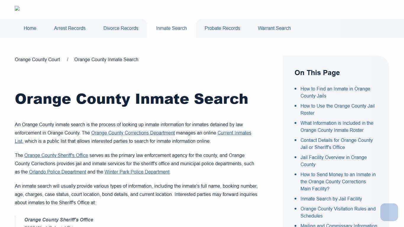 Orange County Inmate Search | Orange County Court